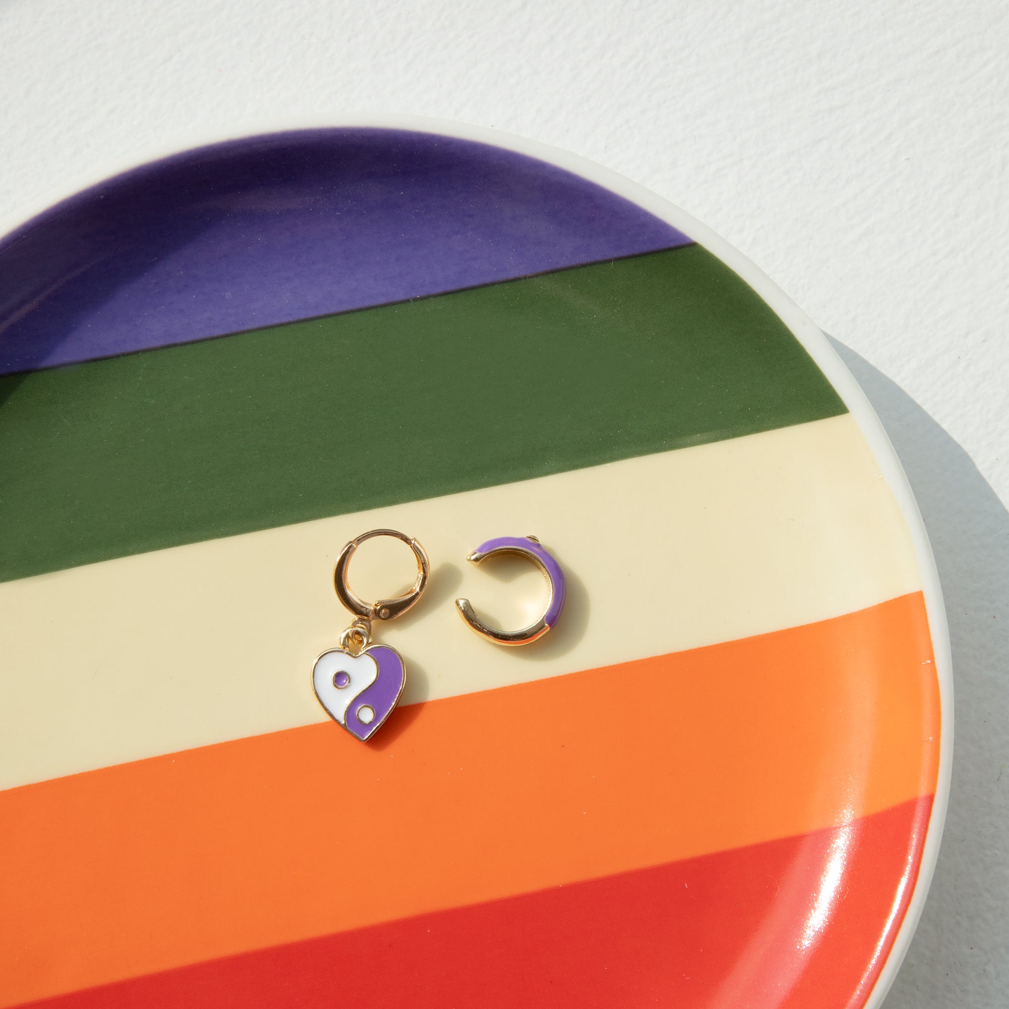 Boucles D'Oreilles Violettes Ying Yang