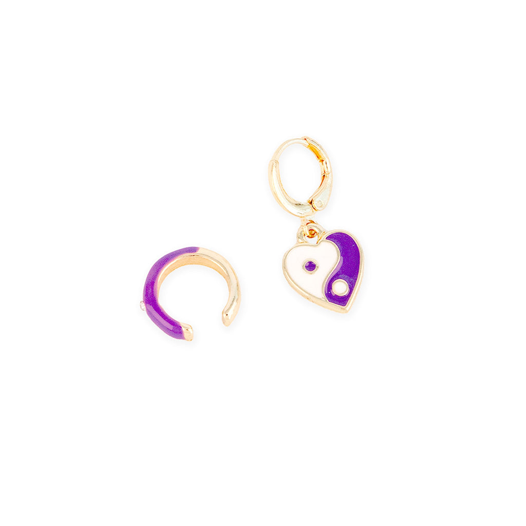 Boucles D'Oreilles Violettes Ying Yang