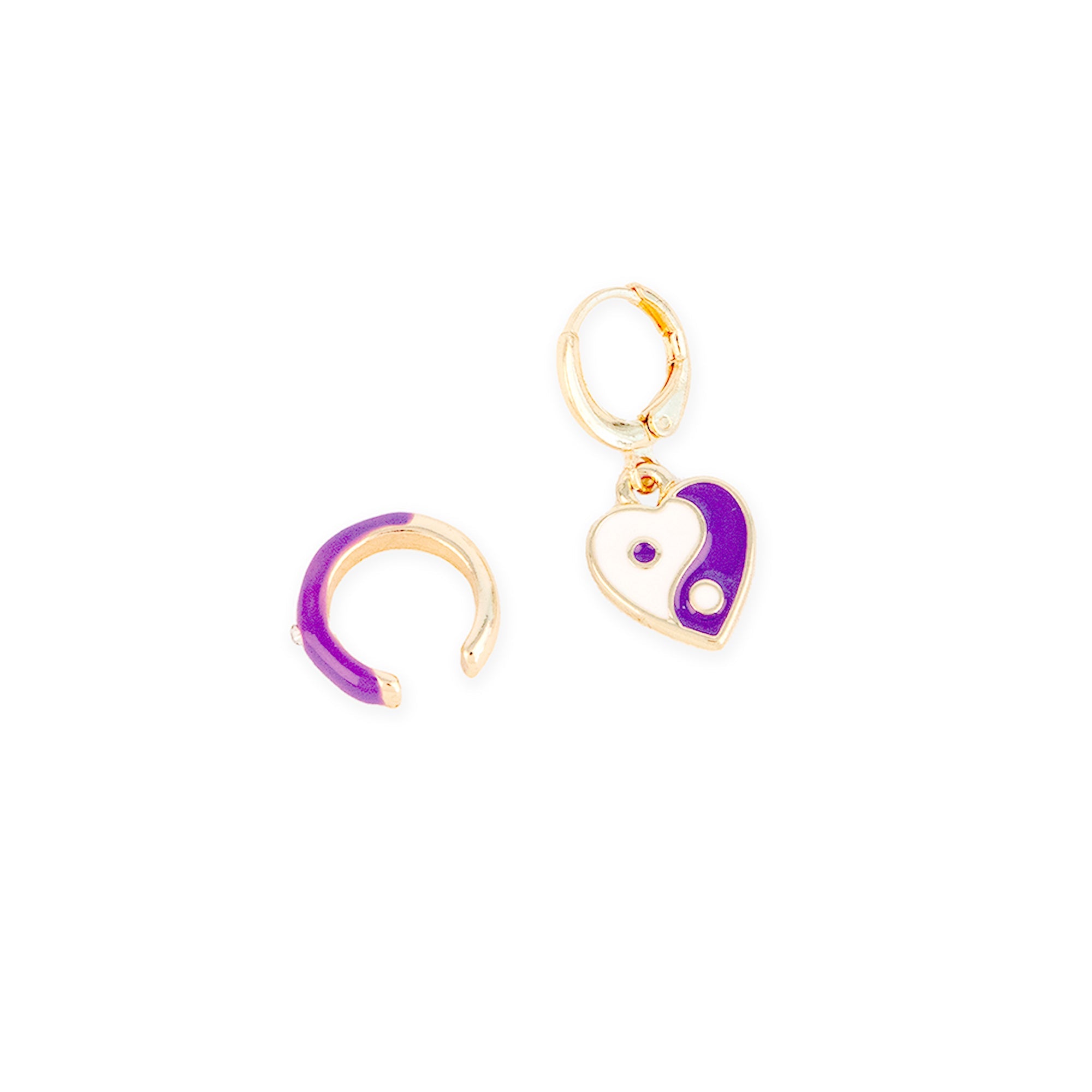 Boucles D'Oreilles Violettes Ying Yang