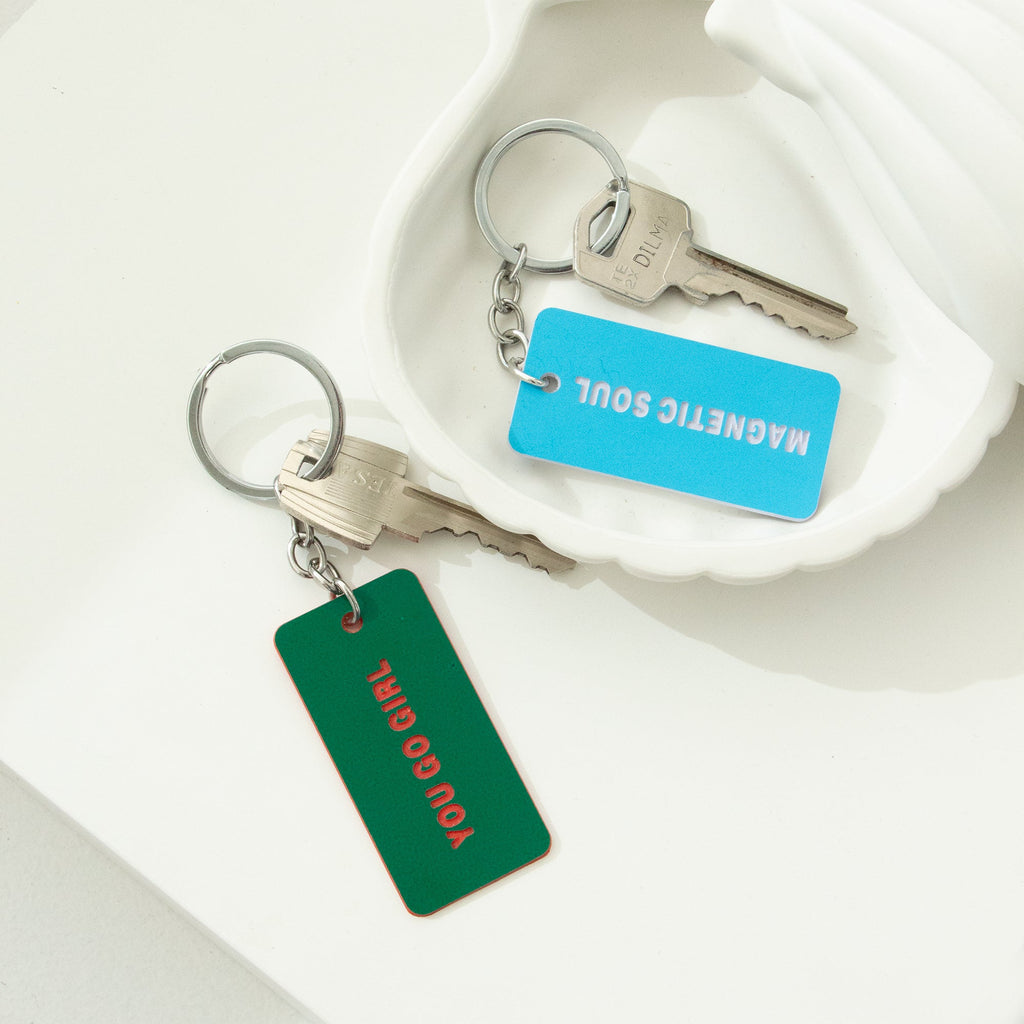 Lot De 2 Porte-Clés Badge Vert Et Bleu