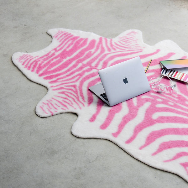 Tapis Style Peau De Zèbre - Rose - Xl