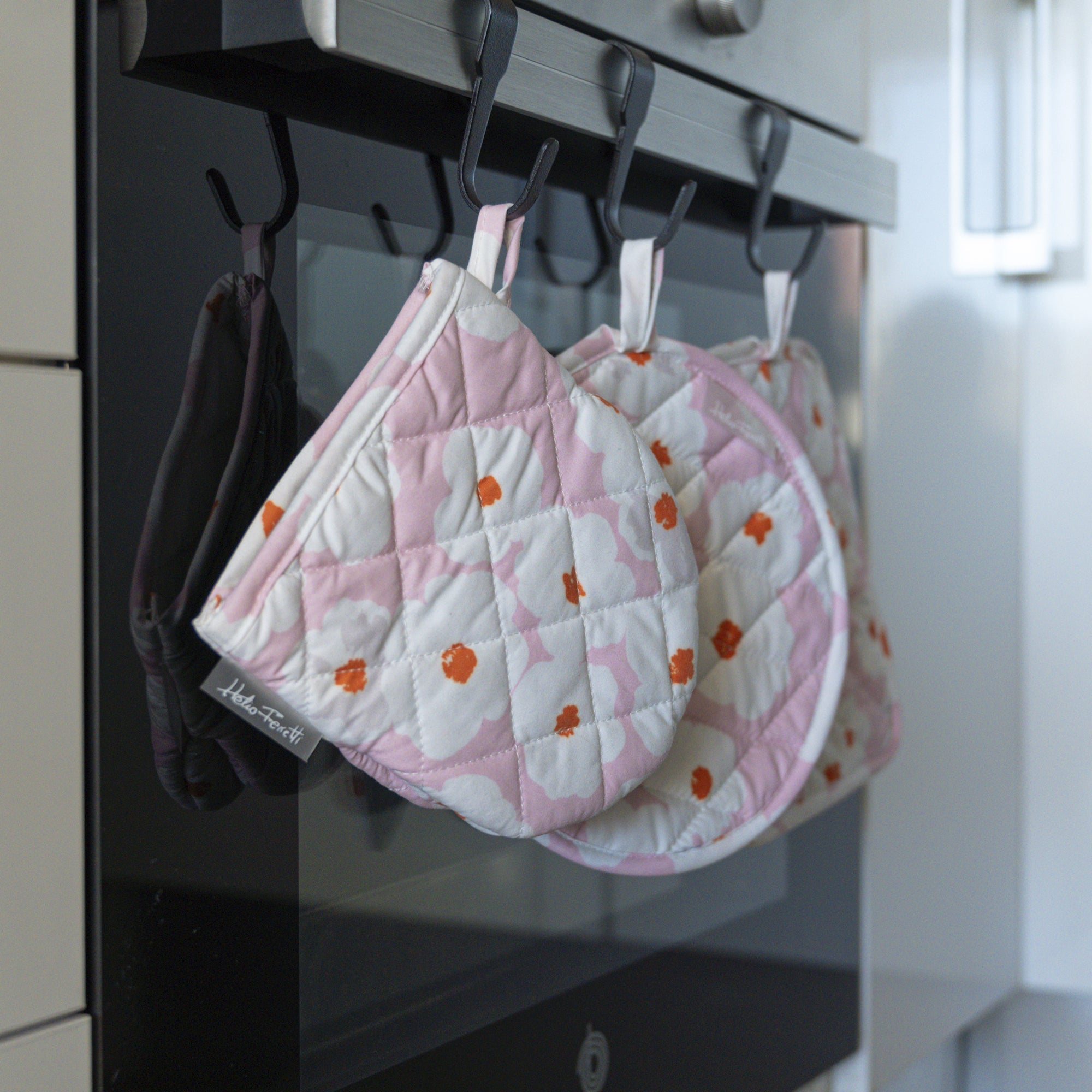 Gant De Cuisine Et Lingette À Motif Floral Rose
