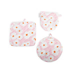 Gant De Cuisine Et Lingette À Motif Floral Rose