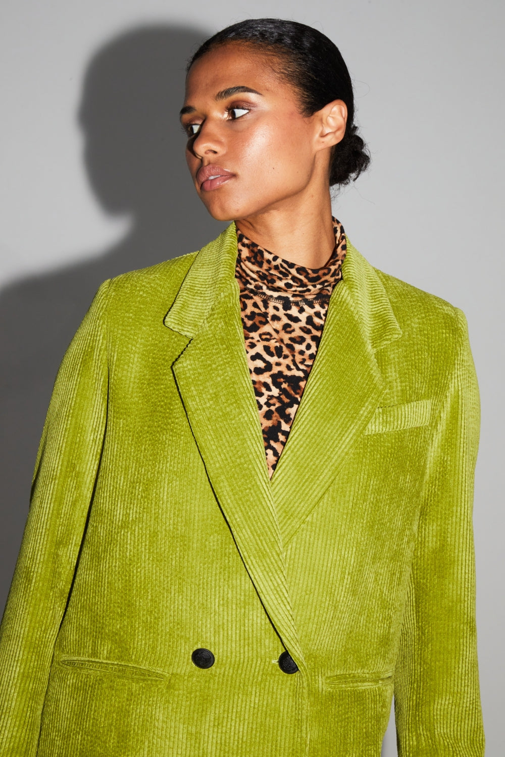 Blazer Ema Velours Vintage Vert Anisé Fabriqué En Italie