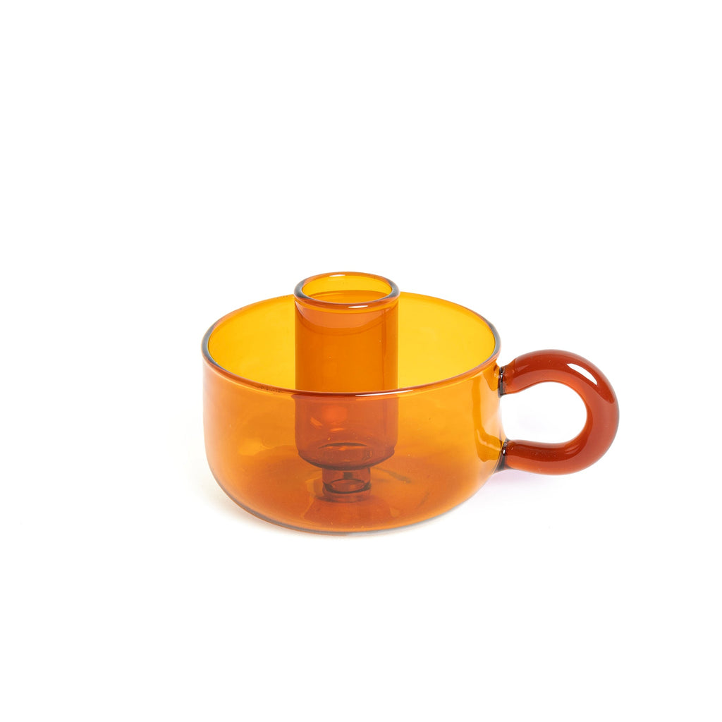 Porte-Bougie Classique En Cristal Ambre