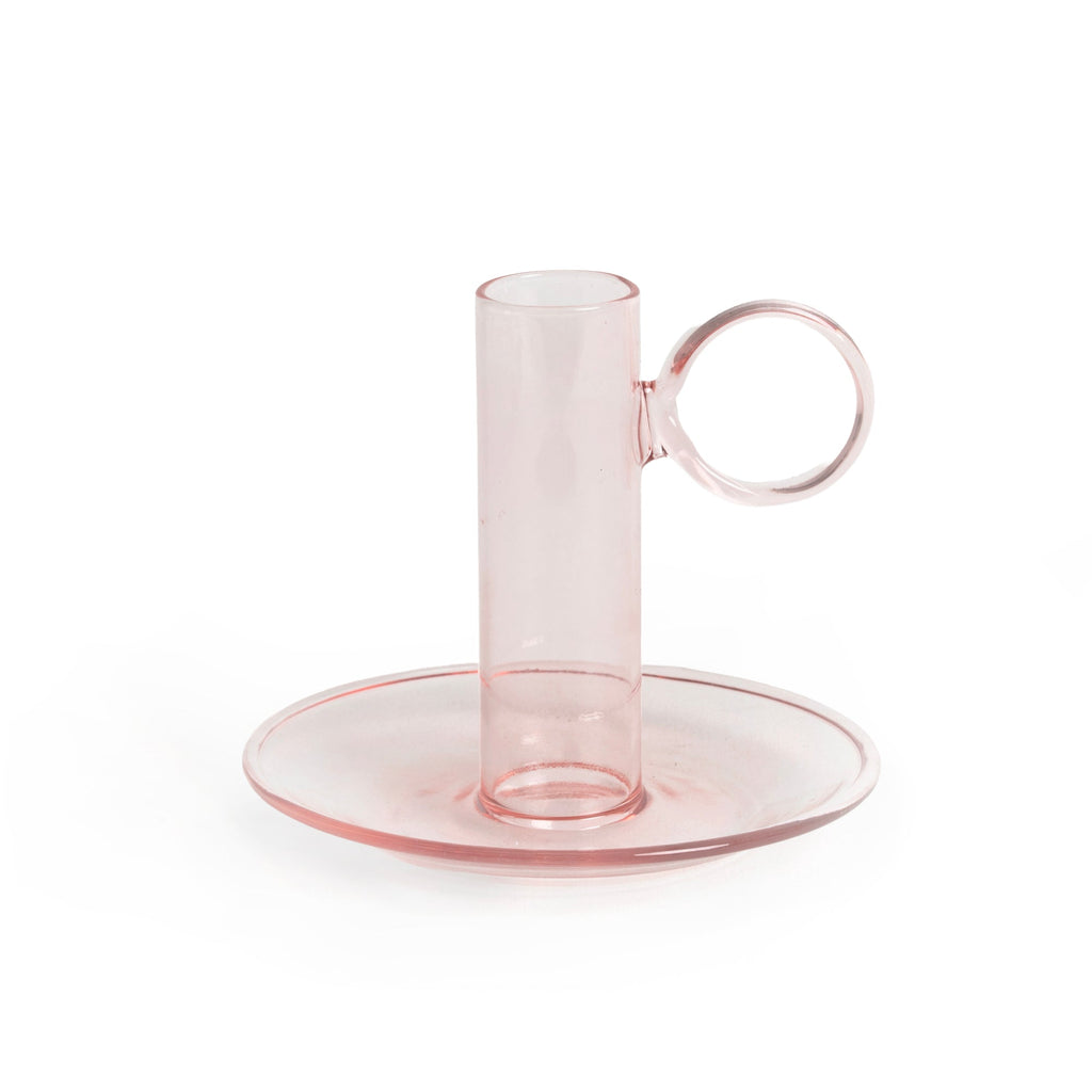 Porte-Bougie En Cristal Rose