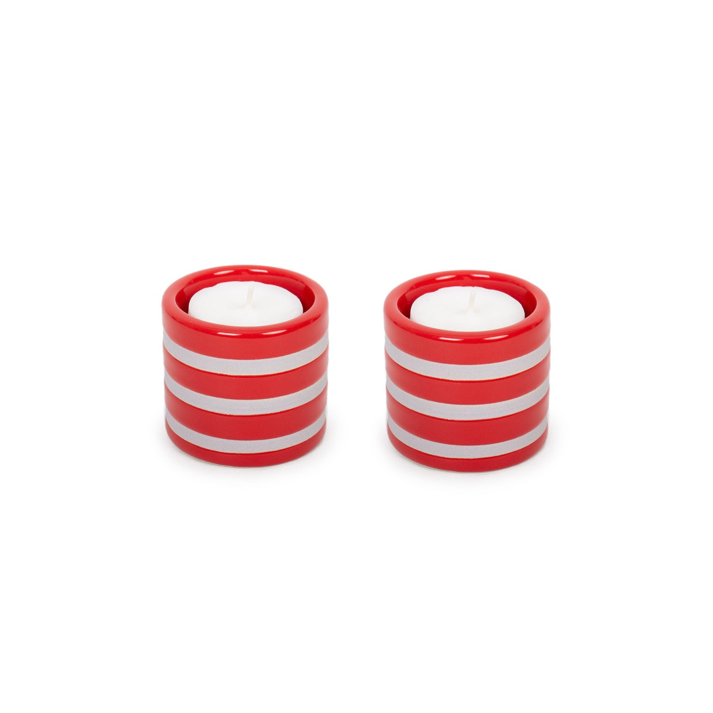 Lot De 2 Bougeoirs Tropical Ceramic - Rouge