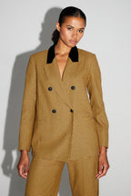 Blazer Ema Pied De Poule Safran Fabriqué En Italie