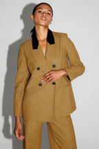 Blazer Ema Pied De Poule Safran Fabriqué En Italie