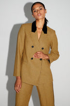 Blazer Ema Pied De Poule Safran Fabriqué En Italie