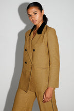 Blazer Ema Pied De Poule Safran Fabriqué En Italie