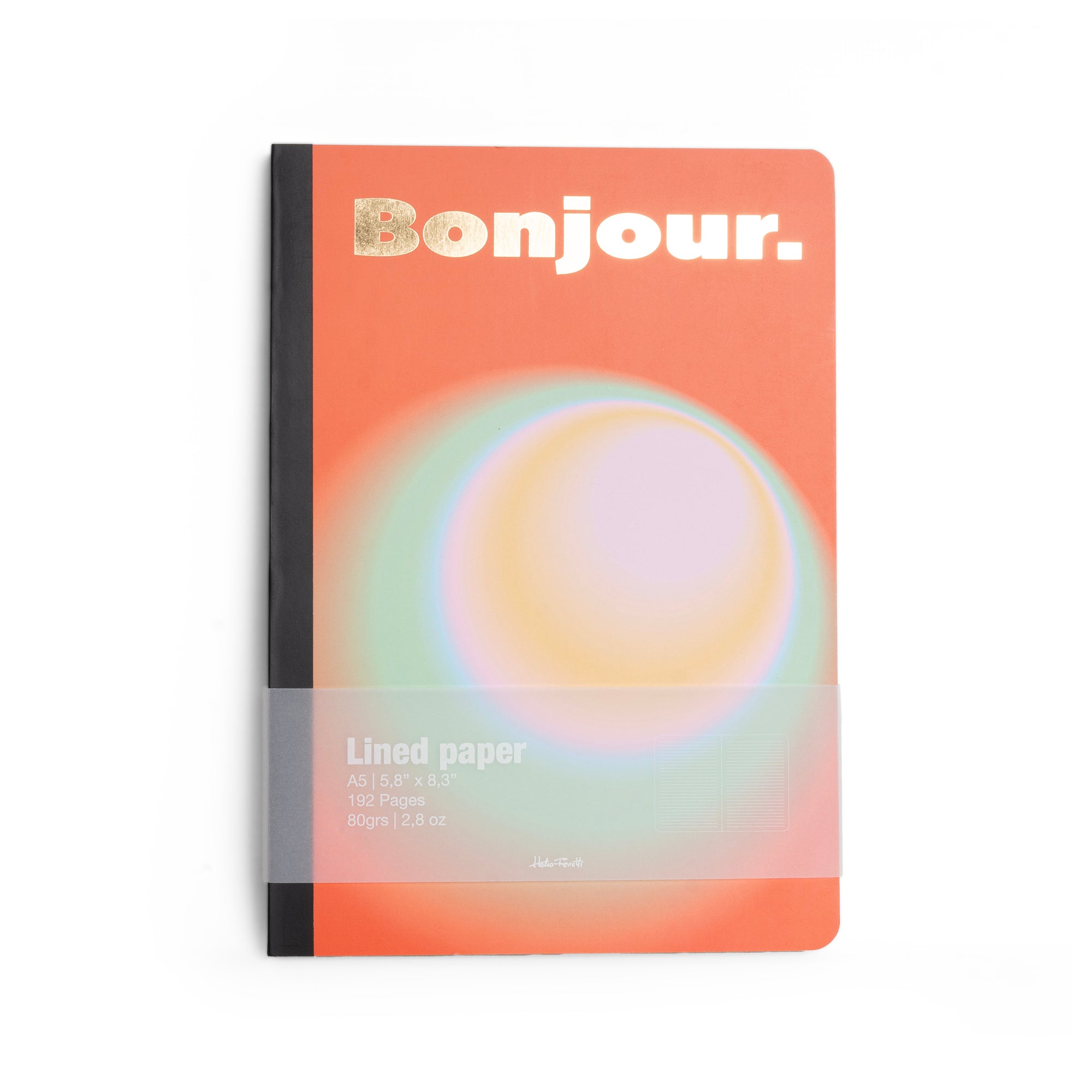 Carnet De Notes Orange Bonjour A5
