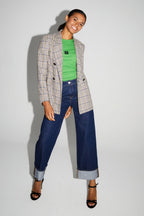 Blazer Ema Pied De Poule Lucky Star Blue Fabriqué En Italie