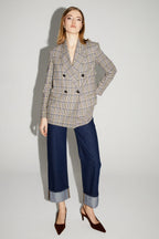 Blazer Ema Pied De Poule Lucky Star Blue Fabriqué En Italie