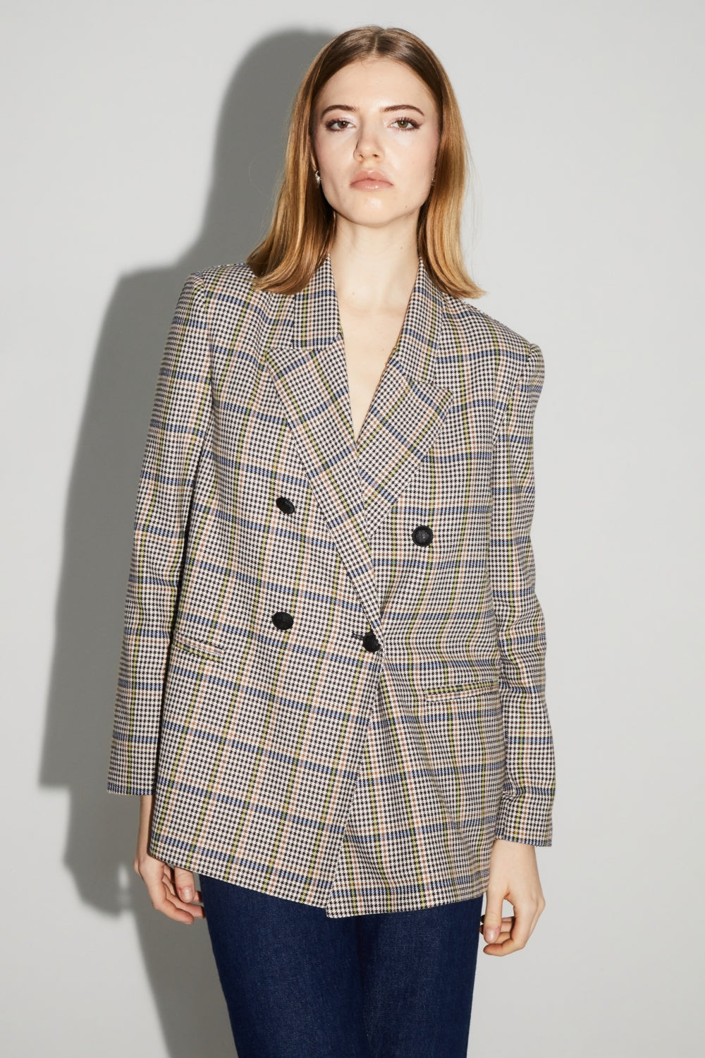 Blazer Ema Pied De Poule Lucky Star Blue Fabriqué En Italie
