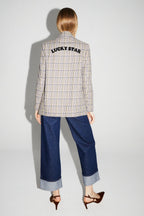 Blazer Ema Pied De Poule Lucky Star Blue Fabriqué En Italie