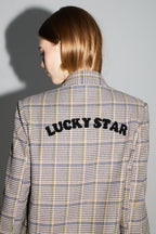 Blazer Ema Pied De Poule Lucky Star Blue Fabriqué En Italie
