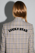 Blazer Ema Pied De Poule Lucky Star Blue Fabriqué En Italie