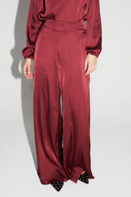 Pantalon Charlie Satin Viscose Bordeaux Fabriqué En Italie