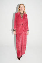 Pantalon Astrid Velours Vintage Rouge Rosé Fabriqué En Italie