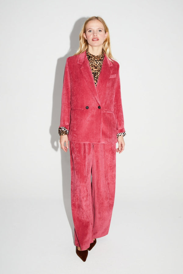 Pantalon Astrid Velours Vintage Rouge Rosé Fabriqué En Italie