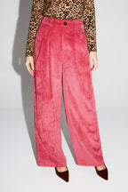 Pantalon Astrid Velours Vintage Rouge Rosé Fabriqué En Italie