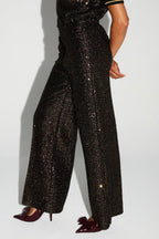 Pantalon Charlie Paillettes Bordeaux Et Or Fabriqué En Italie