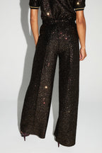 Pantalon Charlie Paillettes Bordeaux Et Or Fabriqué En Italie
