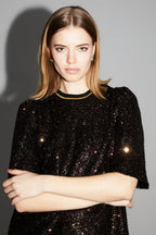Robe Alix Paillettes Bordeaux Et Or, Fabriquée En Italie