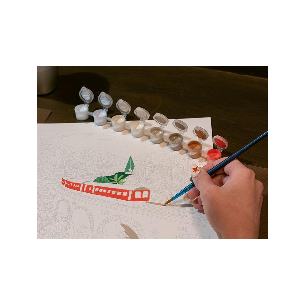 Coffret Peinture Au Numéro - Petit Pinceau - Sri-Lanka Train Par Maja Tomljanovic