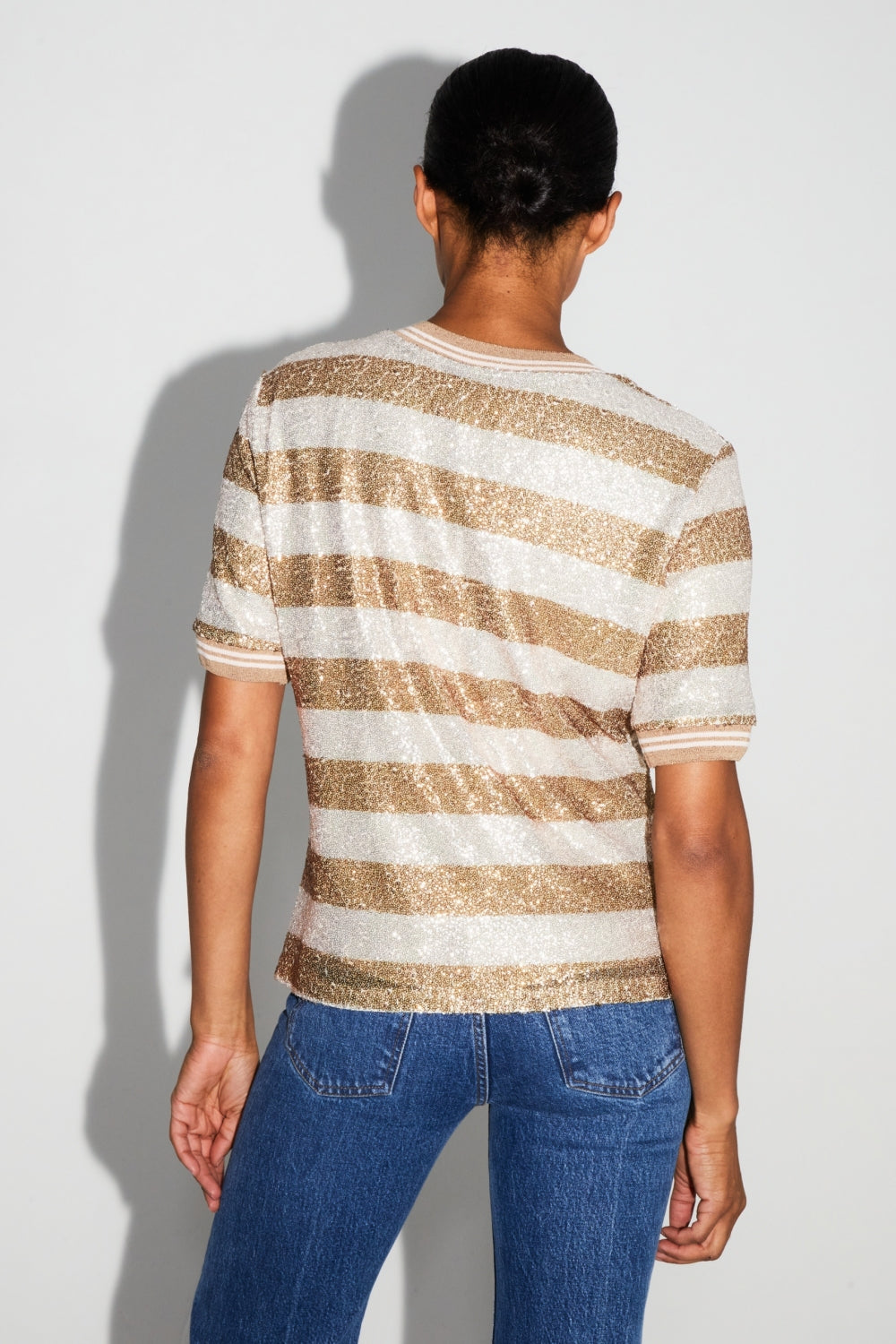 Blouse Poppy Rayures Gold Fabriquée En Italie