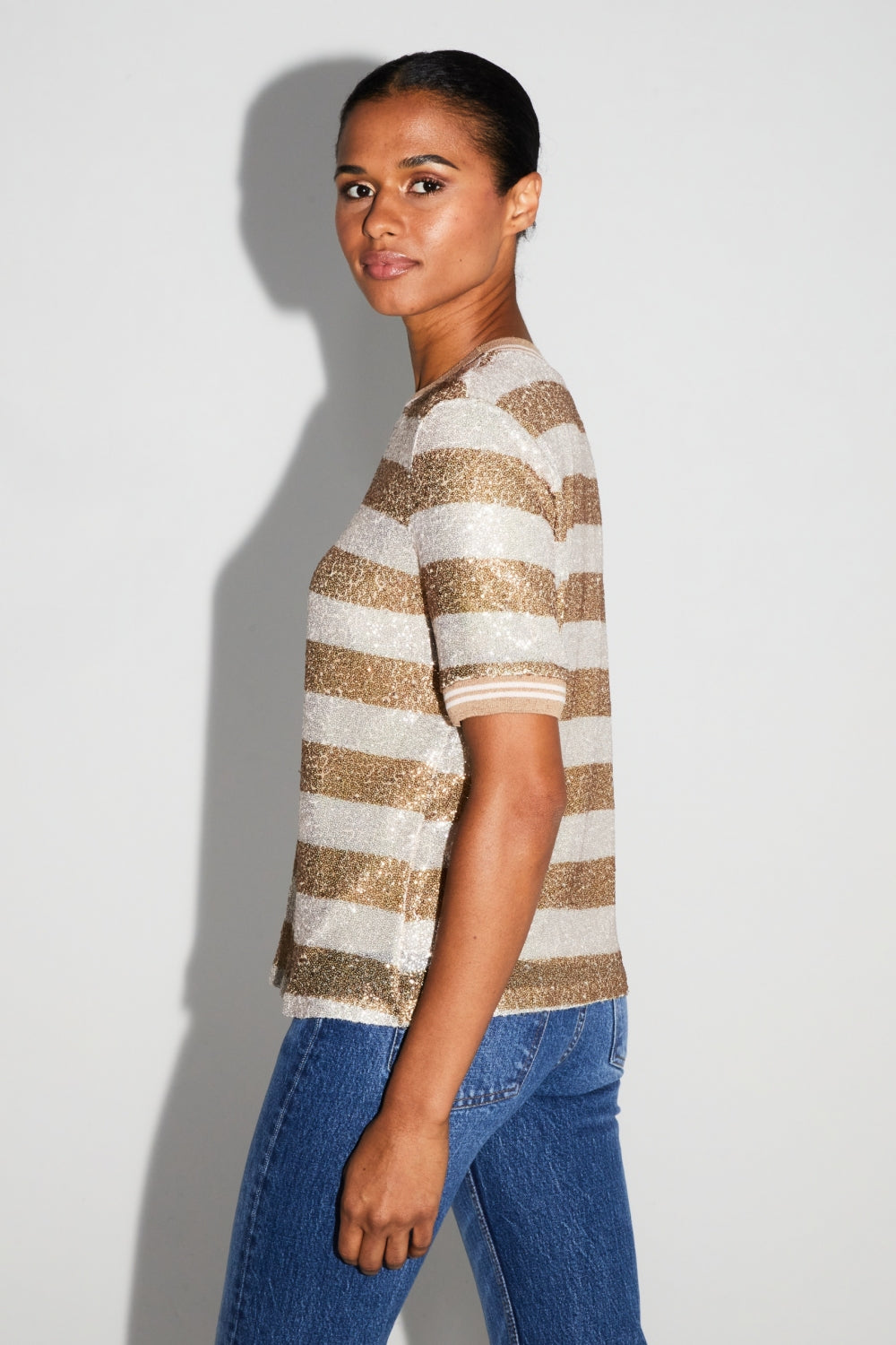 Blouse Poppy Rayures Gold Fabriquée En Italie
