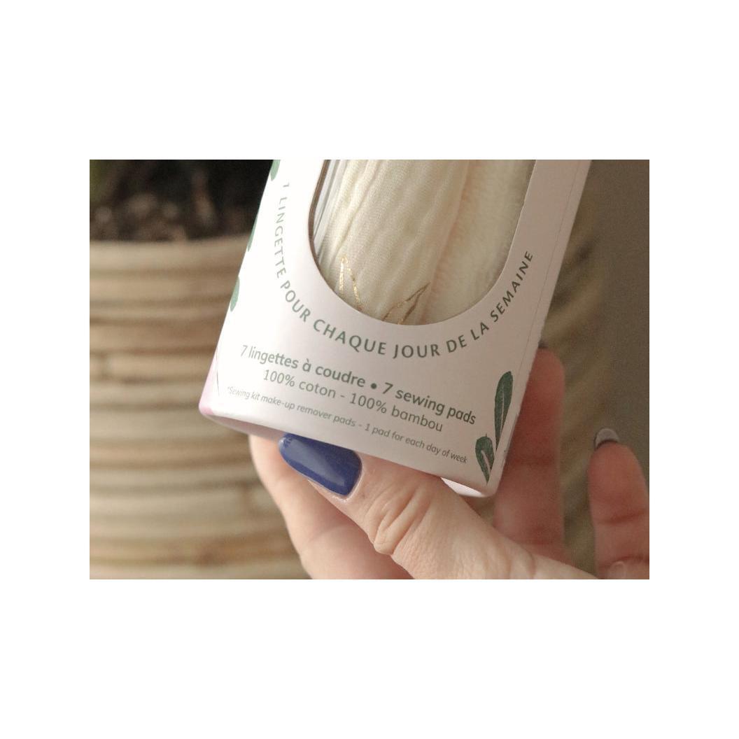 Kit Couture - 7 Lingettes Démaquillantes À Coudre - Ecru/Or