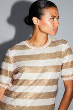 Blouse Poppy Rayures Gold Fabriquée En Italie