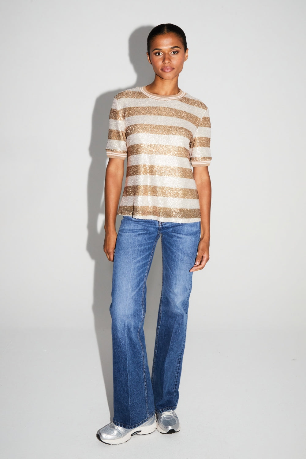 Blouse Poppy Rayures Gold Fabriquée En Italie