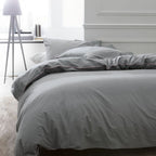 Percale Permanent Premium - Parure De Lit Piping Percale - Acier
