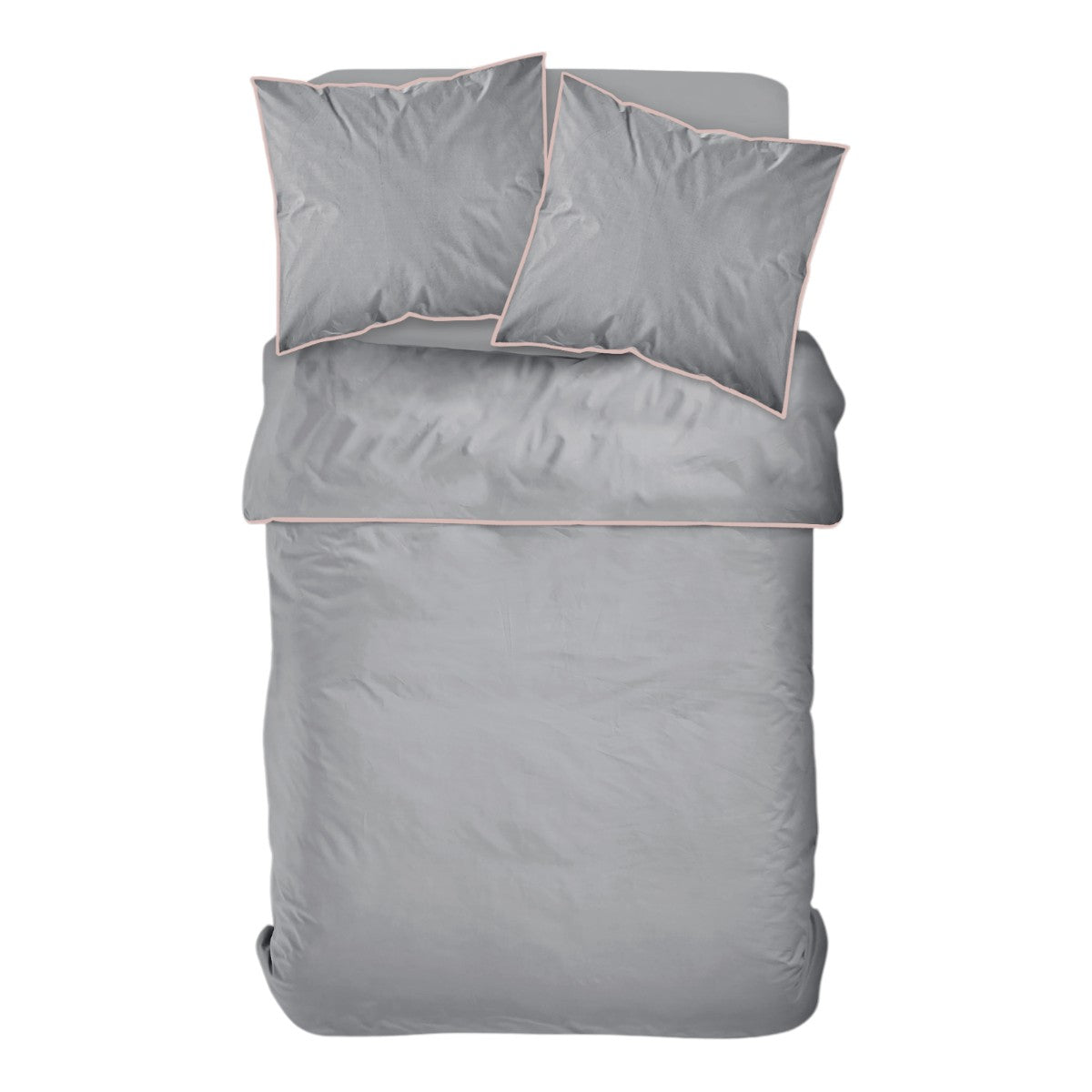 Percale Permanent Premium - Parure De Lit Piping Percale - Acier
