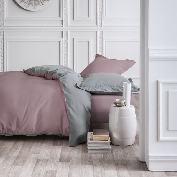 Percale Permanent Premium - Parure De Lit Bicolore Percale - Acier