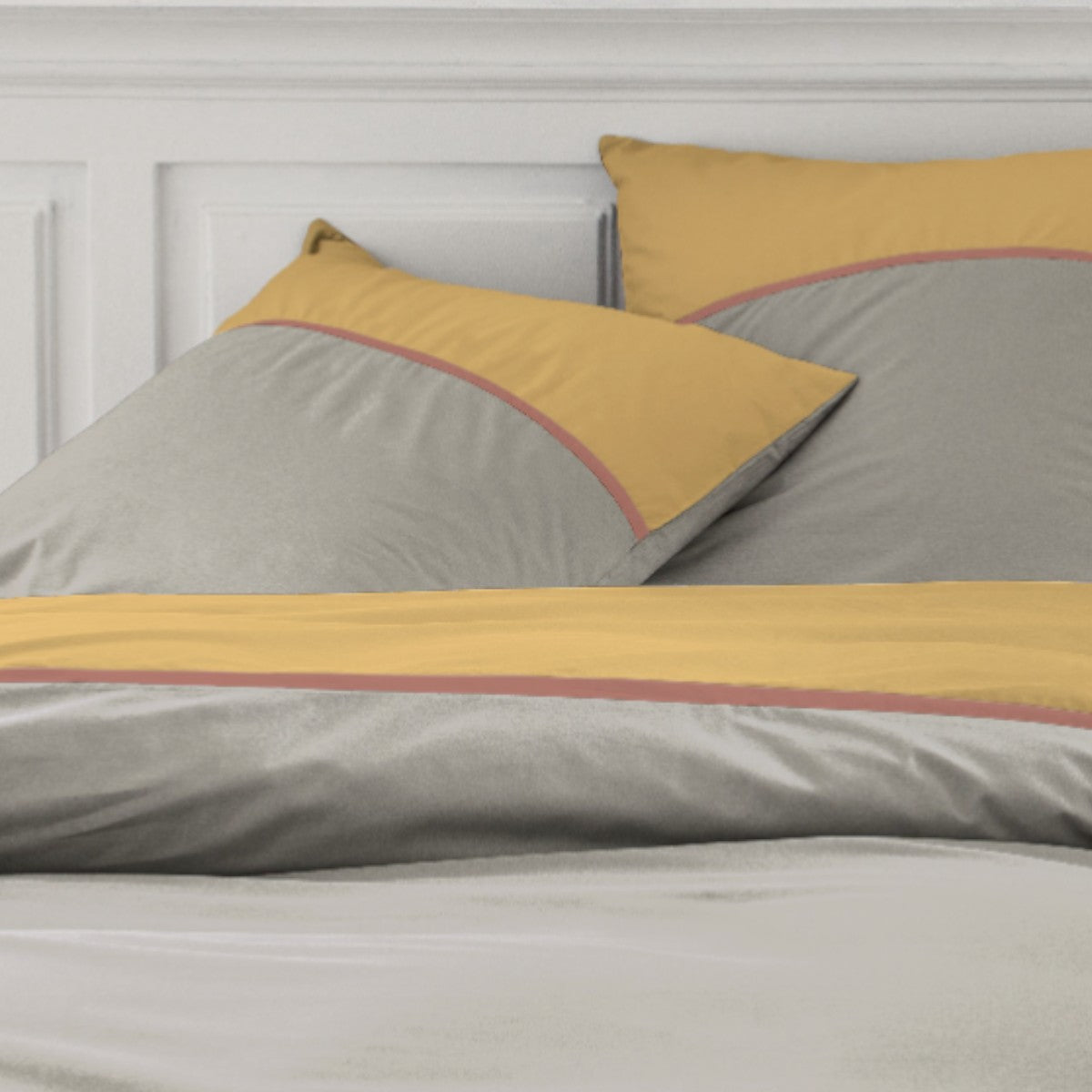 Percale Permanent Premium - Parure De Lit Tricolore Percale - Ocre