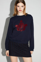 Sweatshirt Eddie Blason Bordeaux Fabriqué Au Portugal