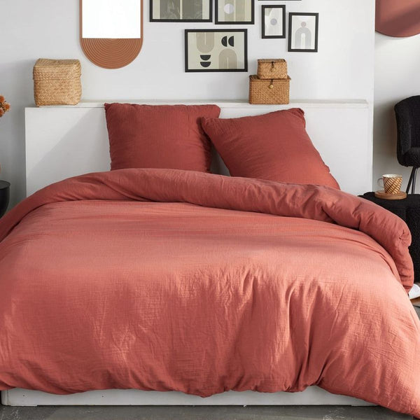 Gaze De Coton - Parure De Lit - Terracotta