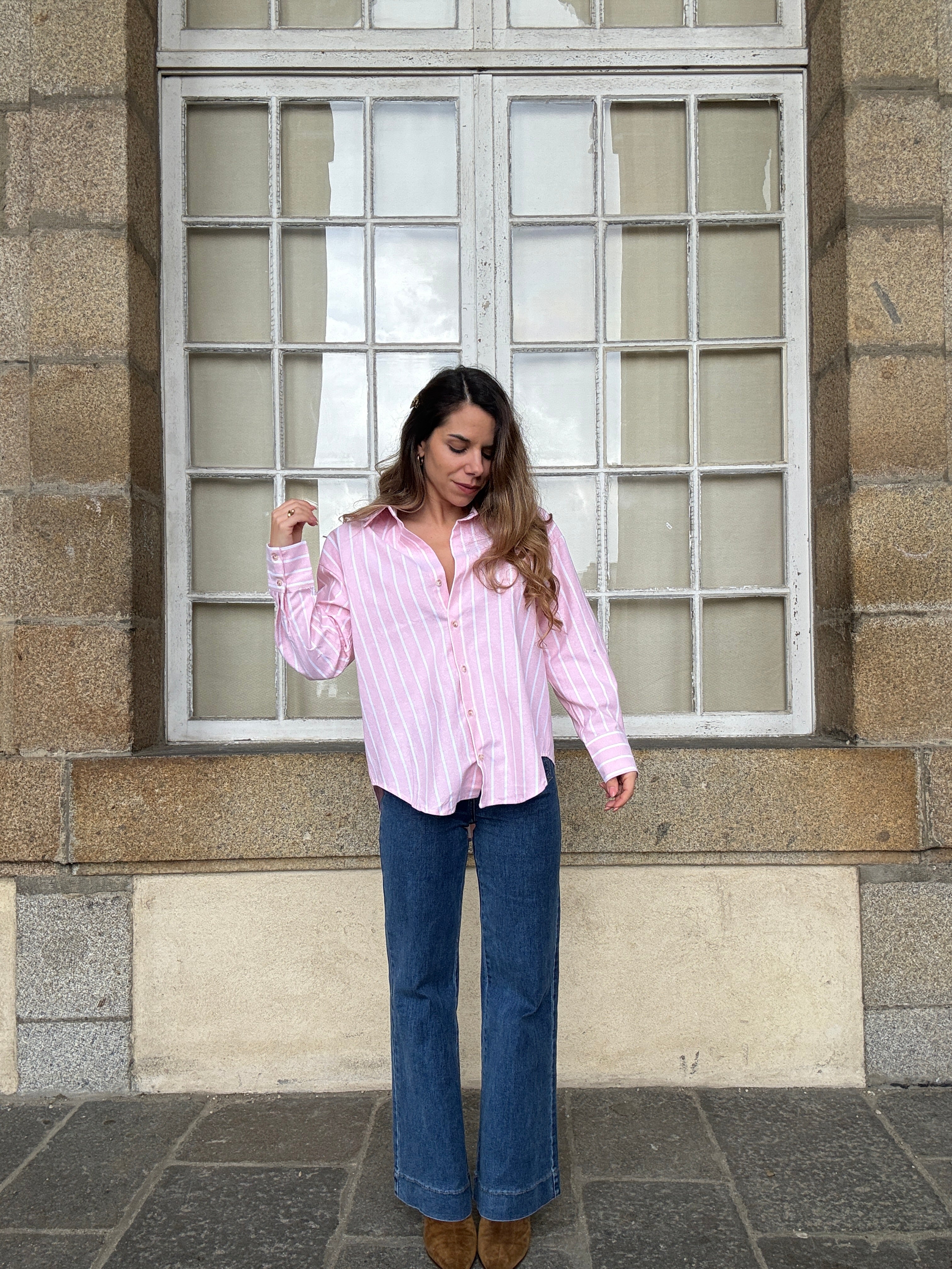 Chemise À Rayures Baby Pink