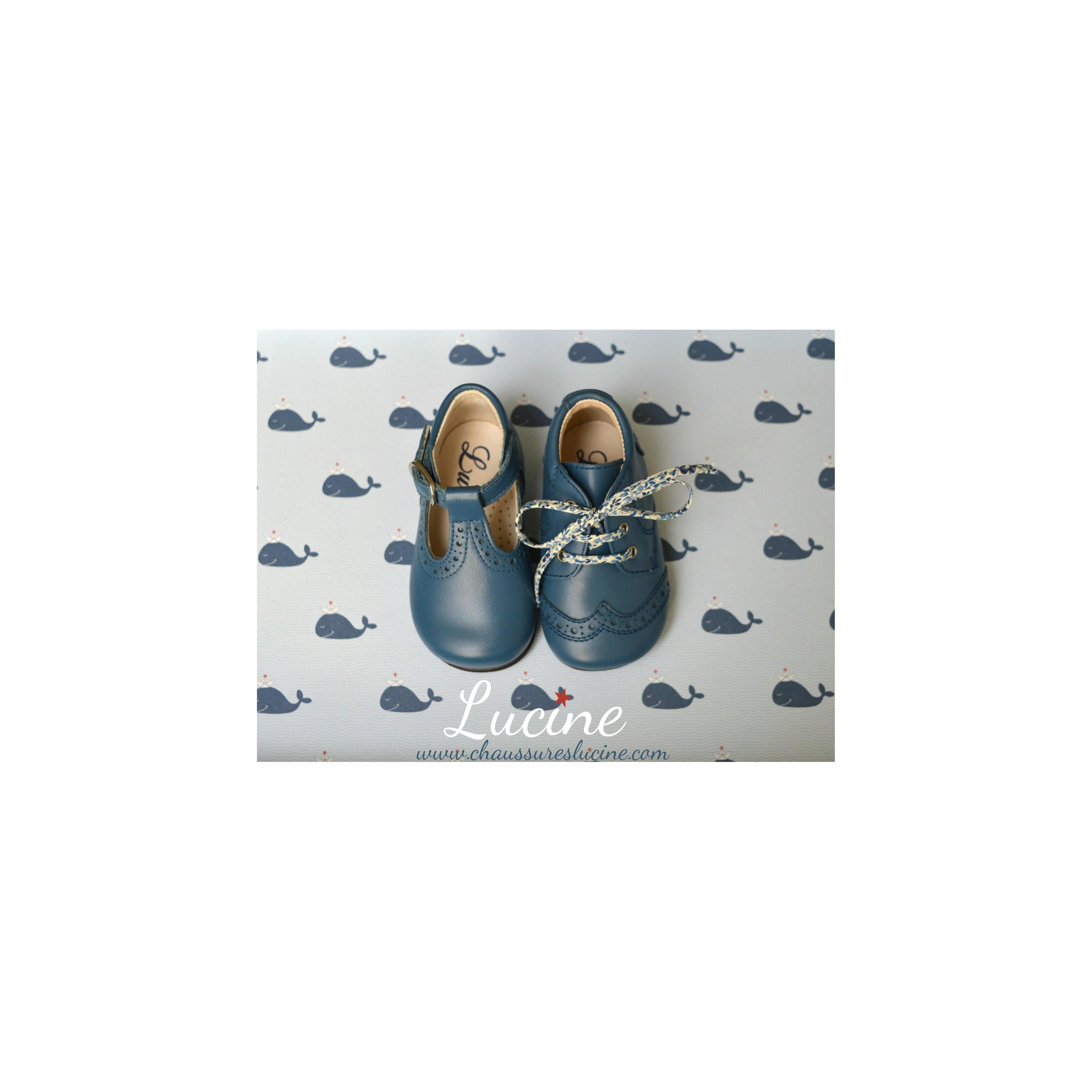 Chaussures Bébé Bottillons Salomé À Boucle Axel - Cuir Bleu Pétrole - Mixte