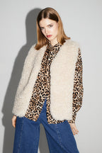 Veste Sans Manches Tess Teddy Naturel Fabriquée En Italie