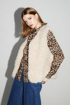 Veste Sans Manches Tess Teddy Naturel Fabriquée En Italie