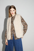 Veste Sans Manches Tess Teddy Naturel Fabriquée En Italie