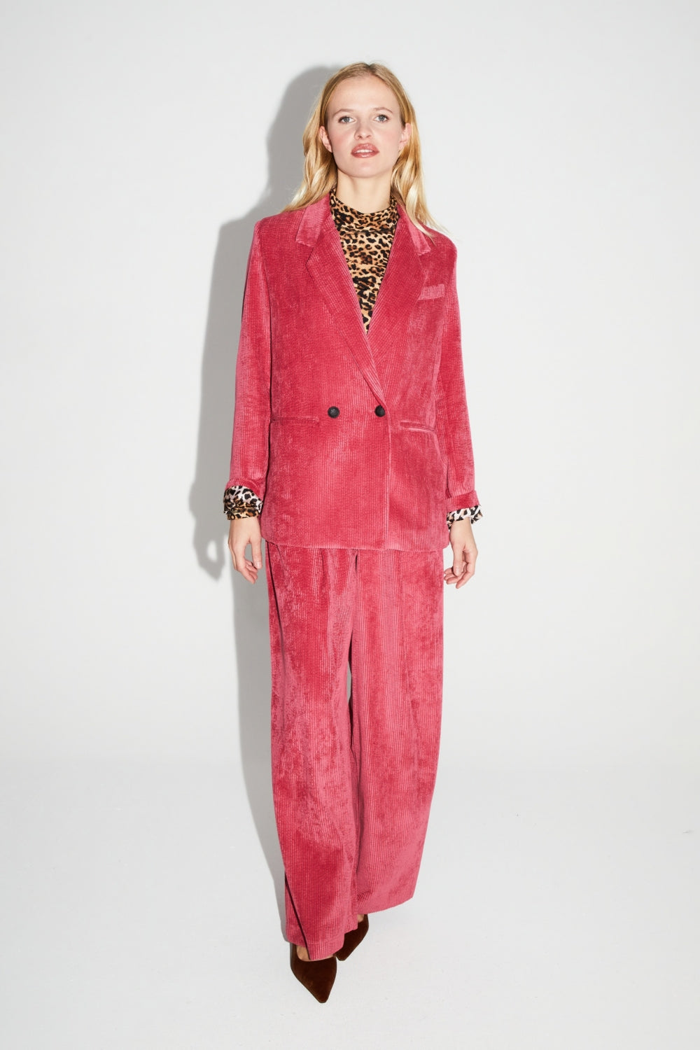 Blazer Ema Velours Vintage Rouge Rosé Fabriqué En Italie