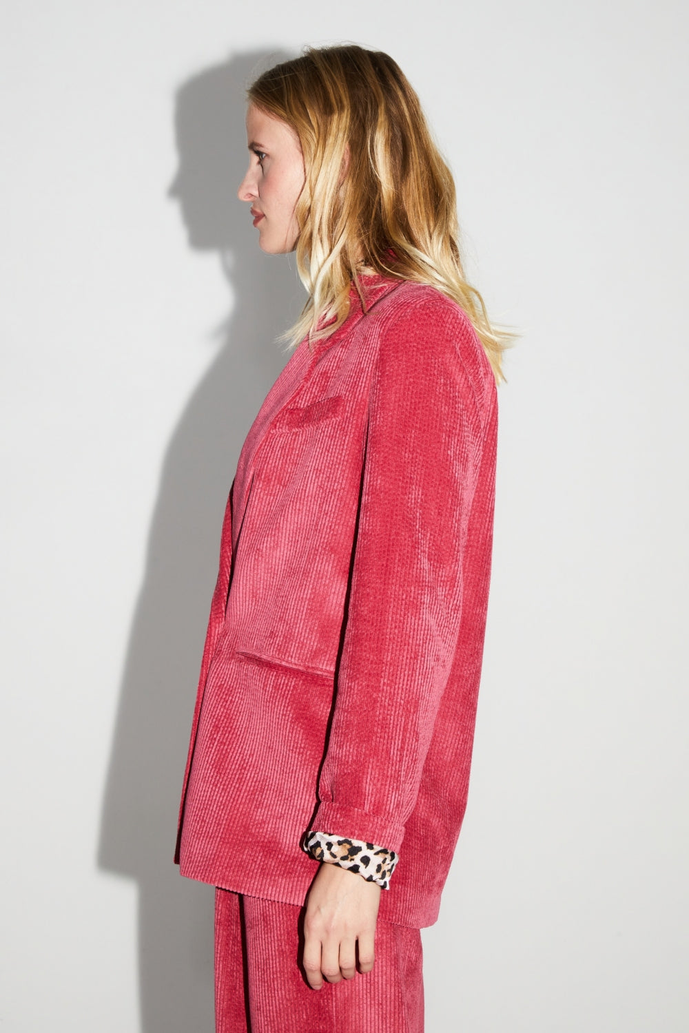 Blazer Ema Velours Vintage Rouge Rosé Fabriqué En Italie