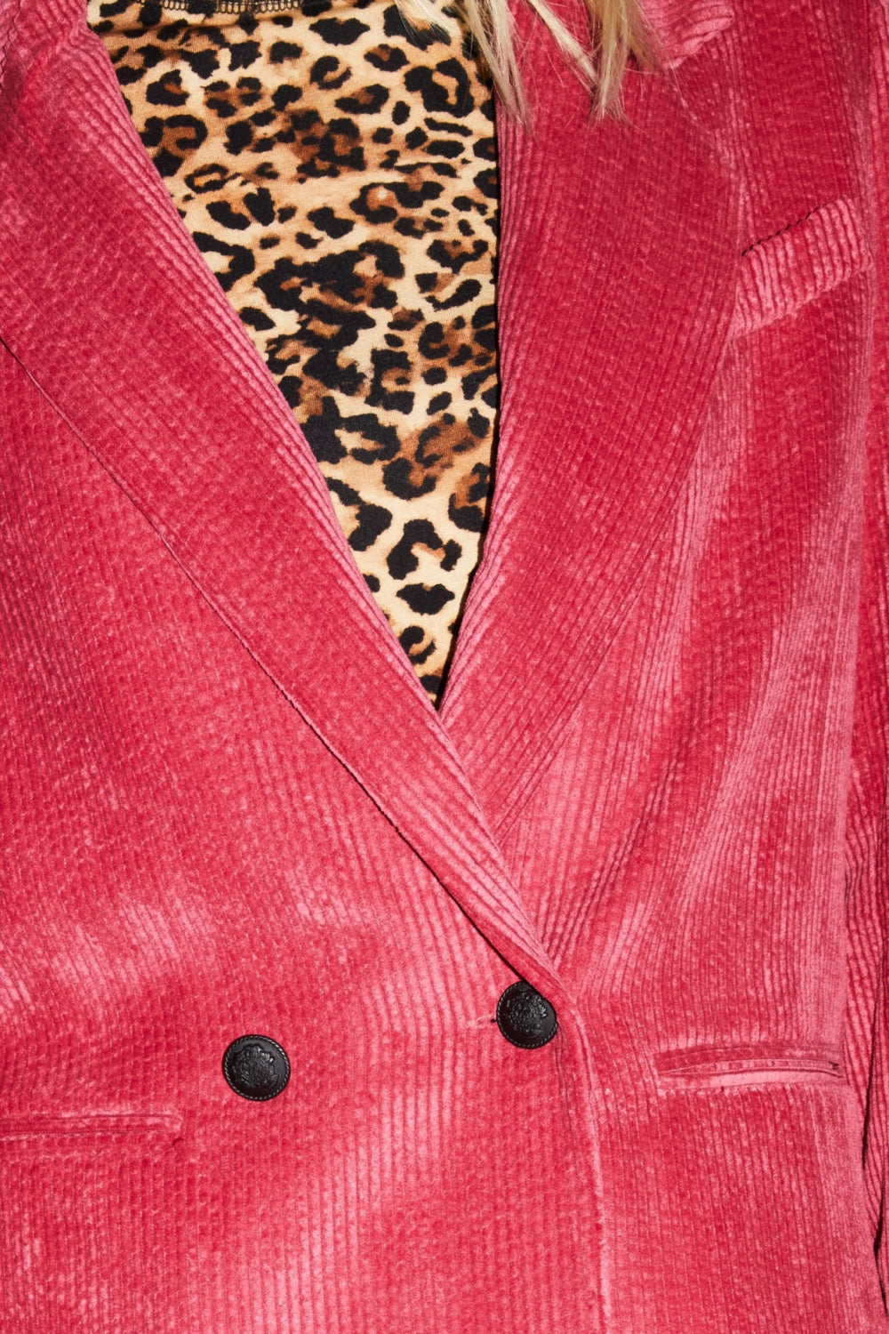 Blazer Ema Velours Vintage Rouge Rosé Fabriqué En Italie