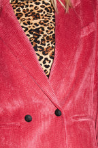 Blazer Ema Velours Vintage Rouge Rosé Fabriqué En Italie